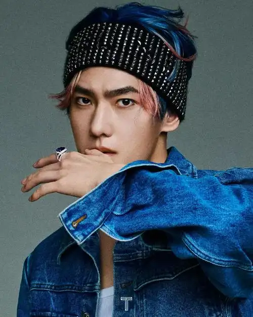 杨洋t杂志封面  #杨洋蓝发朋克造型