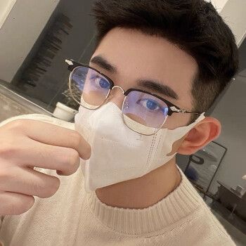 眼镜男防蓝光辐射复古半框韩版潮大脸学生痞帅气平光镜黑银框0度平光