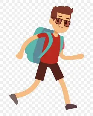 卡通小喇叭卡通手绘手持喇叭走路人物素材