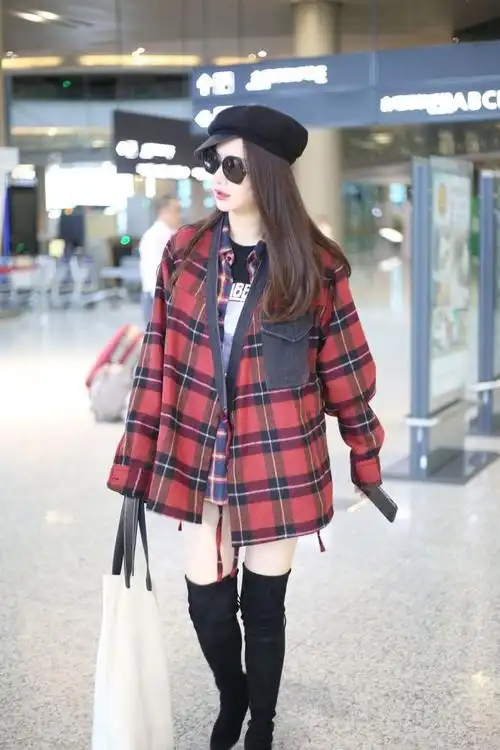 戚薇过膝长靴机场美艳写真图片 气场十足_明星_美桌网