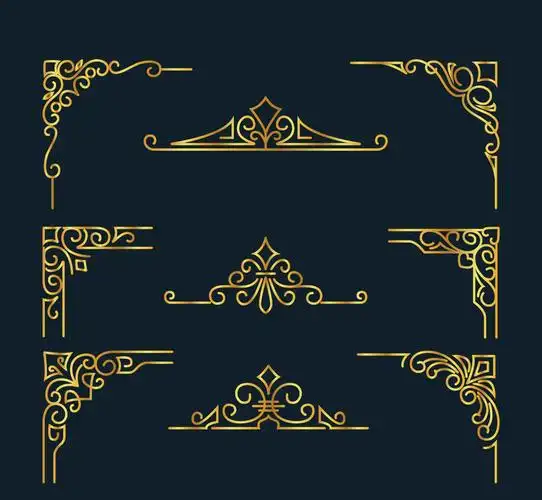 9款金色花纹花边矢量素材