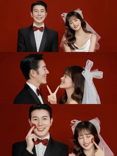 姐妹们真的很出片78红底喜嫁风格重庆婚纱照