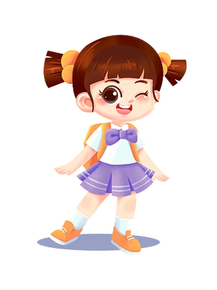 开学季卡通小女生女孩2d学生