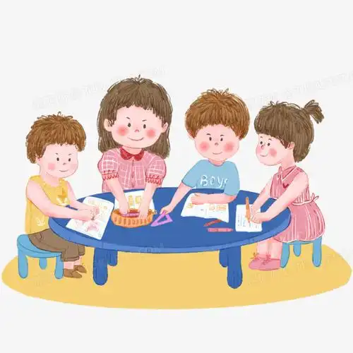 卡通手绘蜡笔风儿童一起讨论元素