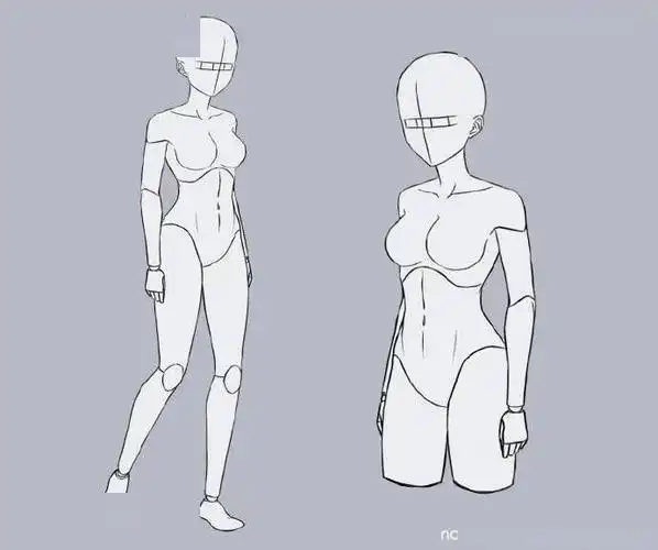 【绘画素材】各角度妹子站姿画法练习!