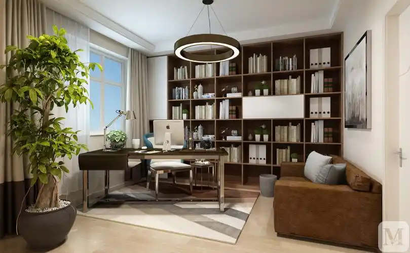 简约书房窗帘装修效果图