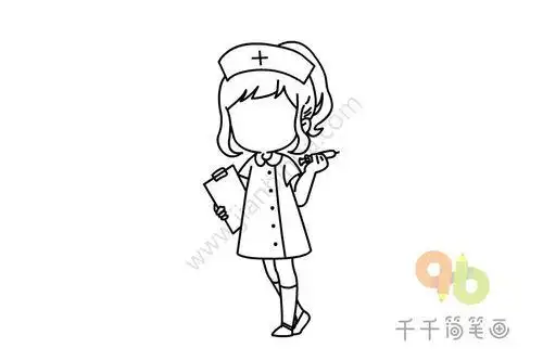 可爱的女护士简笔画原创教程步骤 5068儿童网简笔画怎么画护士简单又