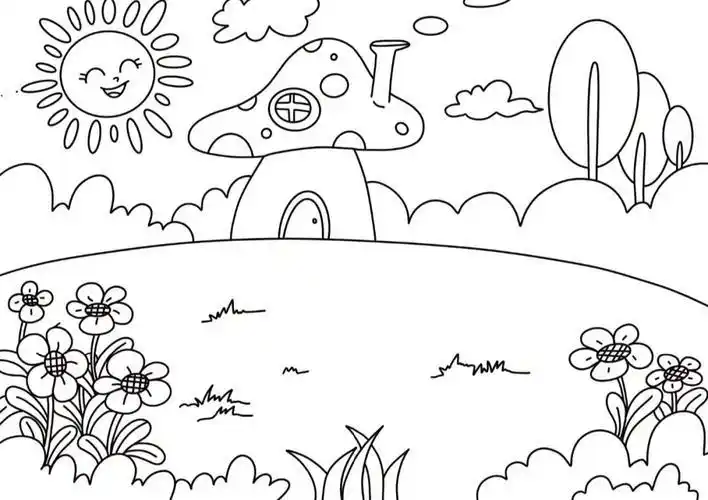 简笔画森林小狗和树林简笔画7岁儿童简笔画梦幻森林保护地球从我做起