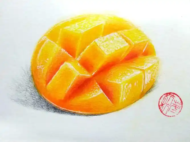 零基础学手绘|简单的彩铅水果——芒果