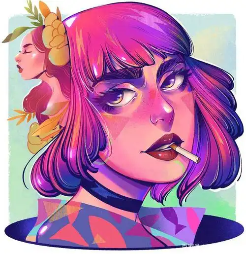 墨西哥设计师charringo 复古霓虹风配色插画,太有个性了!