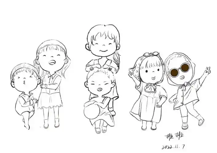 q版人物组合|插画练习|动态