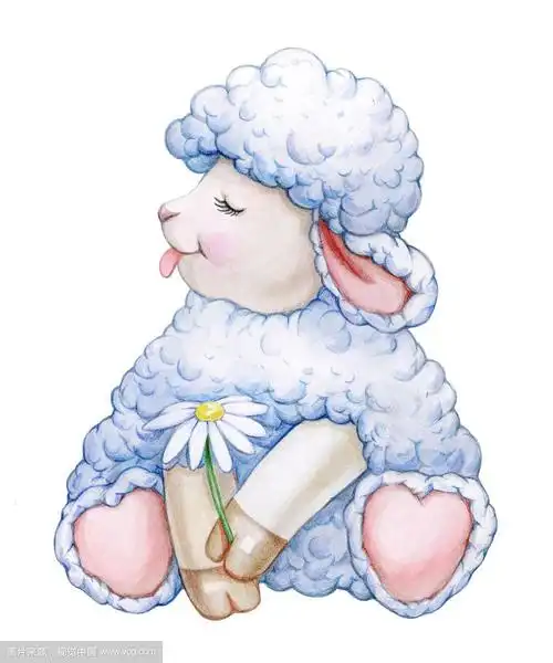 可爱快乐的绵羊卡通,孤立的白色.