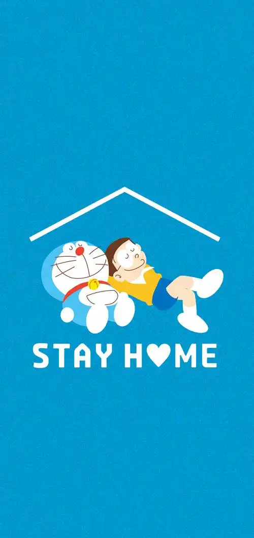 哆啦a梦官方主题"stay home"壁纸,安卓和ios机型|手机壁纸284