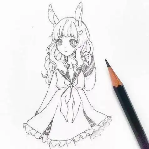 美卡通人物简笔画美少女古代可爱画法内容有卡通可爱美少女黑白简笔画