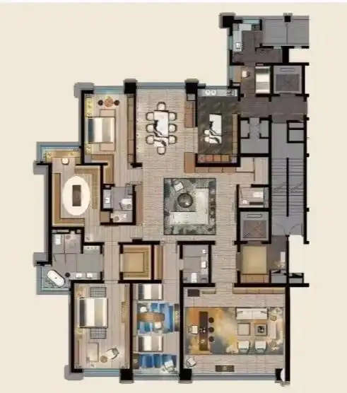 450平米塔尖大平层,设计感不错