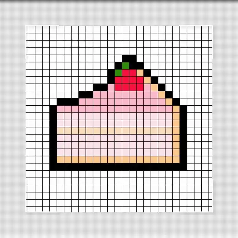 可爱的小蛋糕像素画.#像素画 #网格画教学 #像素画教程 # - 抖音