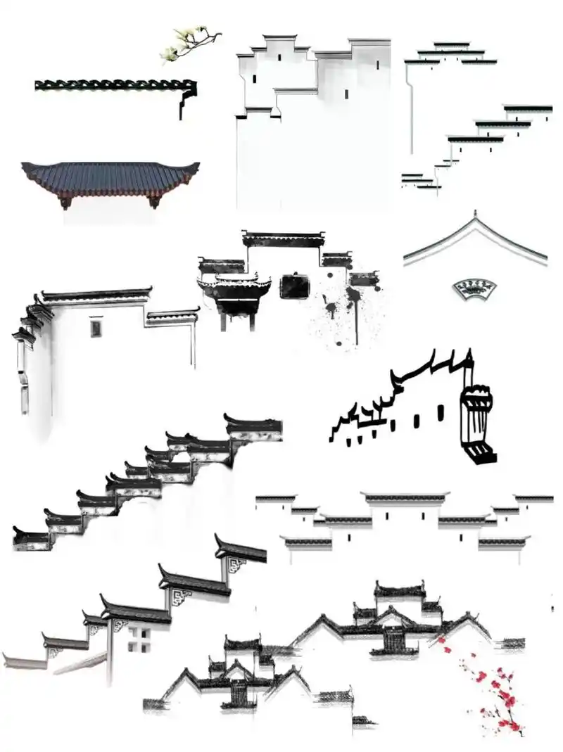 水墨古风徽派江南建筑素材26615|免抠素材 hello,大家好～ 上次有