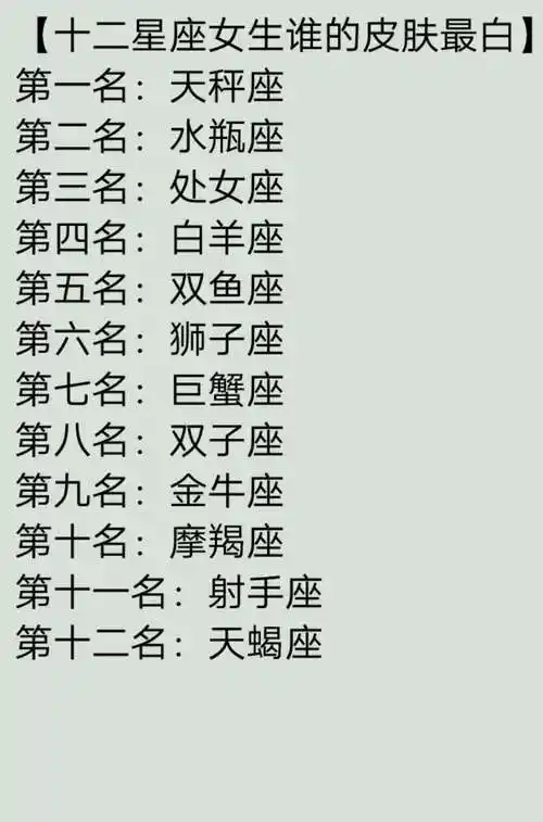 十二星座会被谁征服,十二星座中谁的皮肤最白