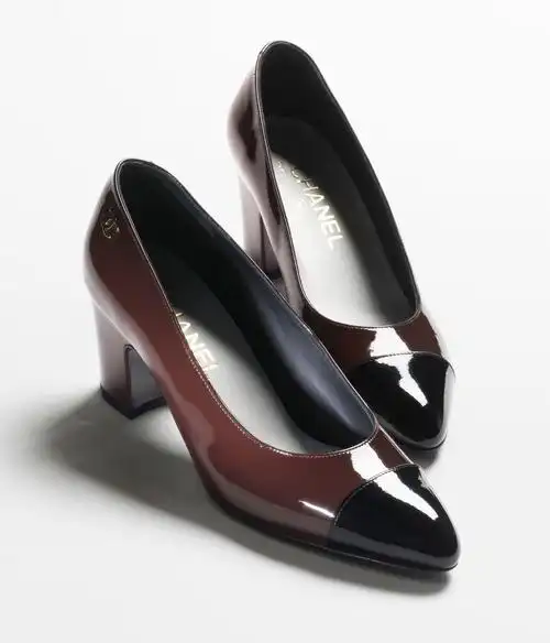 高跟鞋 - 小牛漆皮, 深棕与黑 — 精品 | chanel 香奈儿