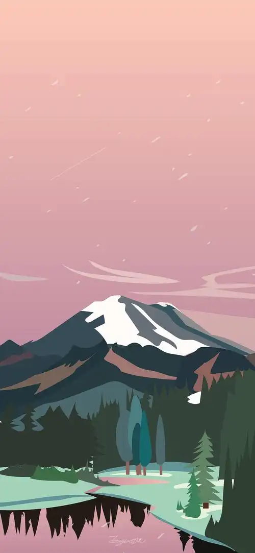 扁平风景插画-手机壁纸