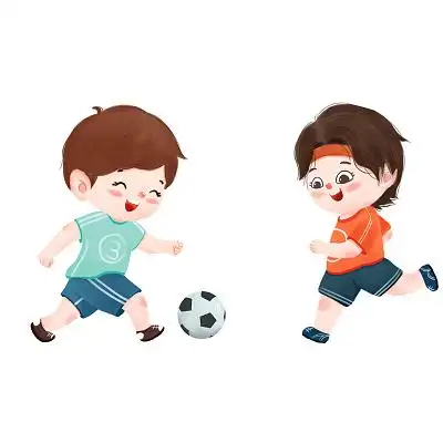 儿童玩耍小朋友一起开心的踢球玩耍卡通人物小孩儿童