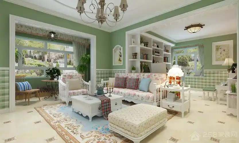 二居室田园风格装修效果图-家装网