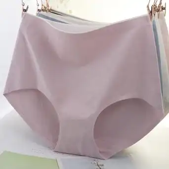 无痕纯棉高腰内裤女士棉质面料一片式无缝大码胖mm三角裤衩头