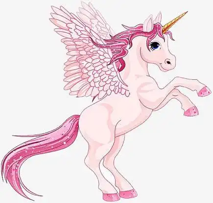 卡通粉色带翅膀独角兽