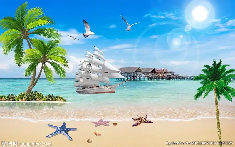 阳光沙滩海景图设计图__风景_psd分层素材_设计图库_昵图网nipic.com