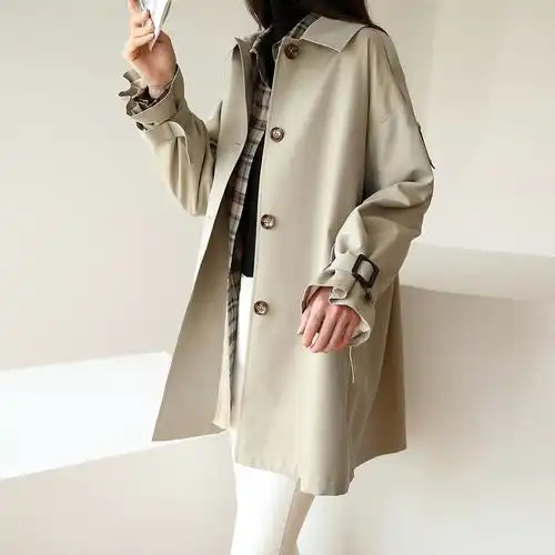 早秋新款外套风衣女高级定制气质休闲流行卡其色中长款小个子韩版