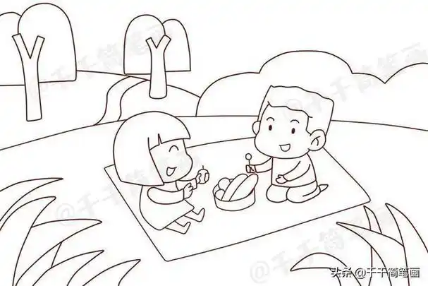 大家郊游简笔画三张野外郊游的简笔画图片户外旅行帐篷简笔画图片大全