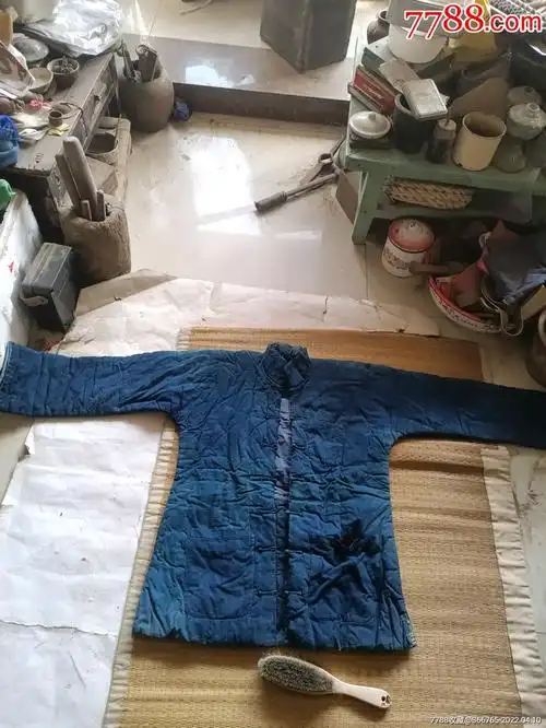 怀旧民国老蓝粗布中式棉袄