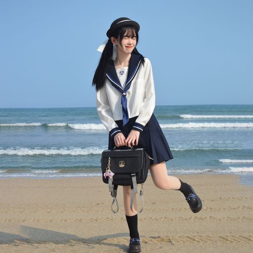 猫屿蓝野女高jk制服裙正版日系学院风原创正统水手服春季夏服现货