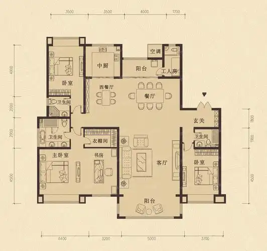 包头颐和山庄258户型-颐和山庄431厨3约258平方米房型图-南北-包头源