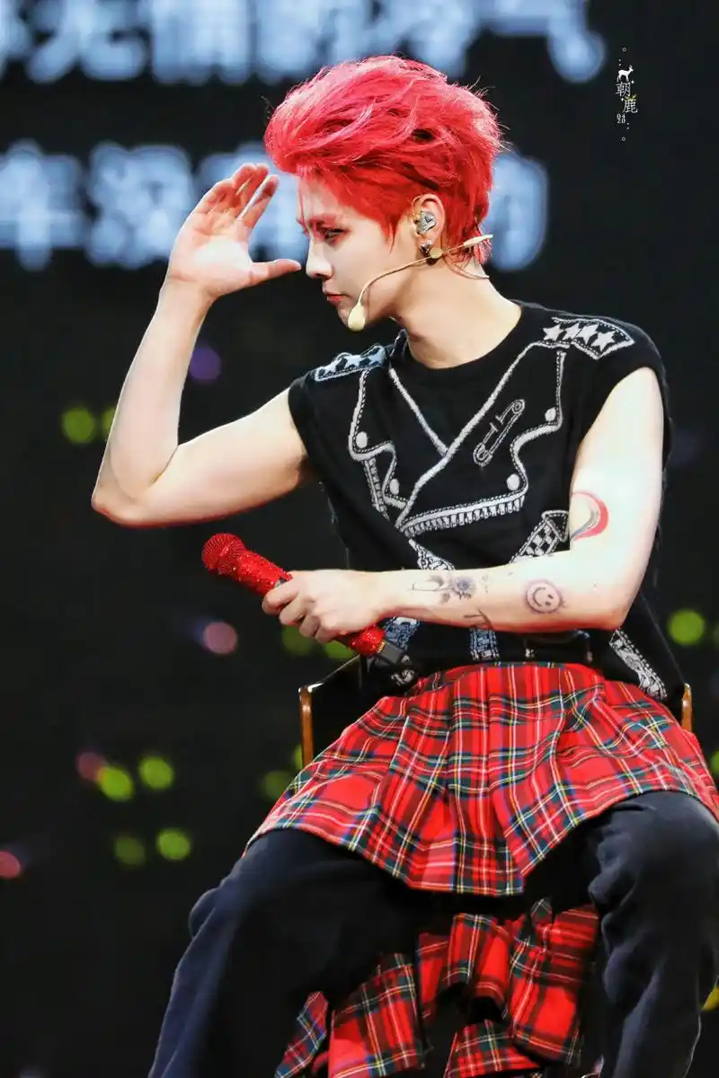 鹿晗上海演唱会圆满成功,红头发真的爱了.