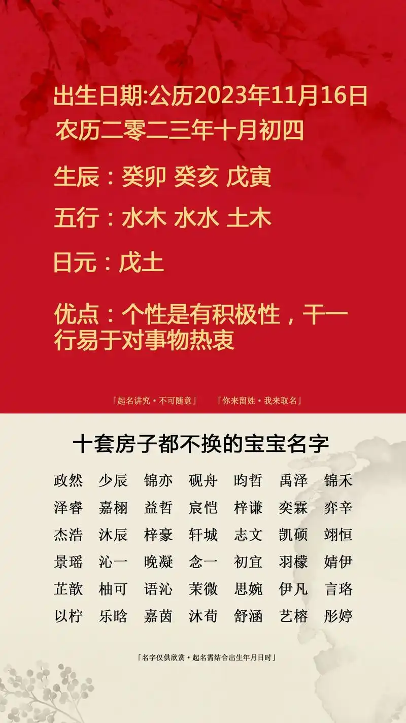 十套房子都不换的宝宝名字