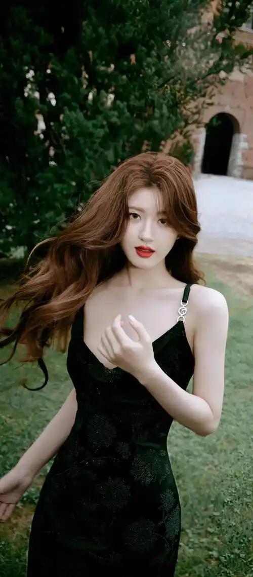 【赵露思性感写真美图】黑色吊带裙,明艳绝美,惊艳米兰时装周_时尚