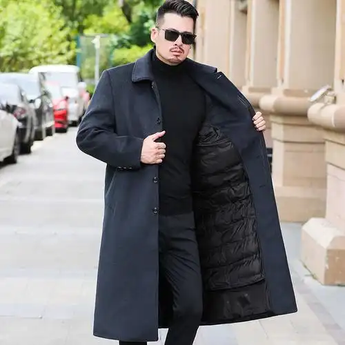 男士羊绒大衣中长款过膝爸爸保暖秋冬装纯羊毛风衣外套2023冬装新款