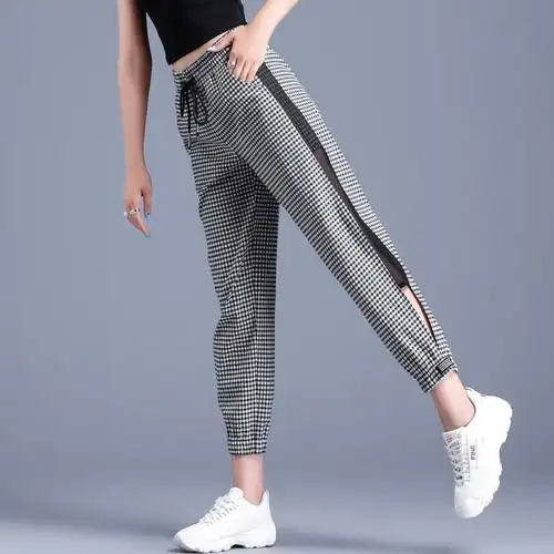 超薄冰丝裤女夏季薄款女裤网纱裤子女士灯笼裤九分女式休闲运动裤