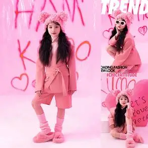 女童模特时装潮服套装写真拍照走秀儿童摄影服装多巴胺影楼时尚