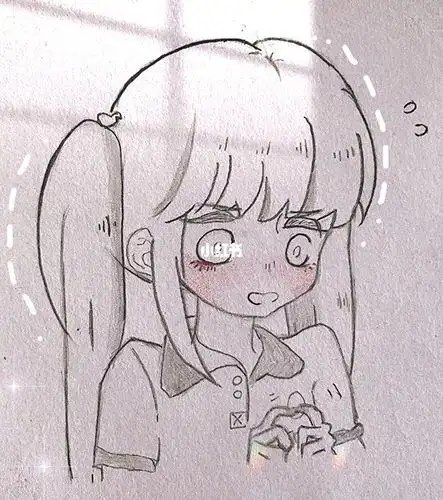 简笔画教程可爱小女孩系列六简笔画铅笔腮红动漫二次元