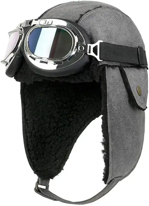 ililily 飞行员帽子冬季雪地皮毛耳罩*陷阱飞行员护目镜