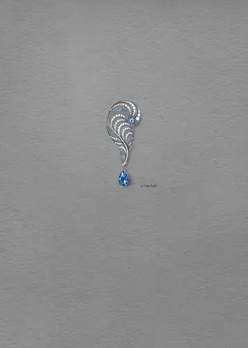 手绘珠宝设计-蓝宝石胸针