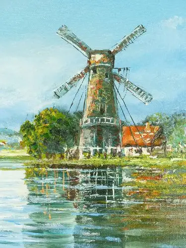 nonaka 风车 风景 油彩画 额装