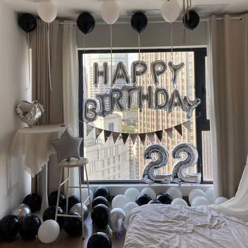 生日装饰场景布置简约风男朋友室内气球18岁成人礼浪漫用品背景墙