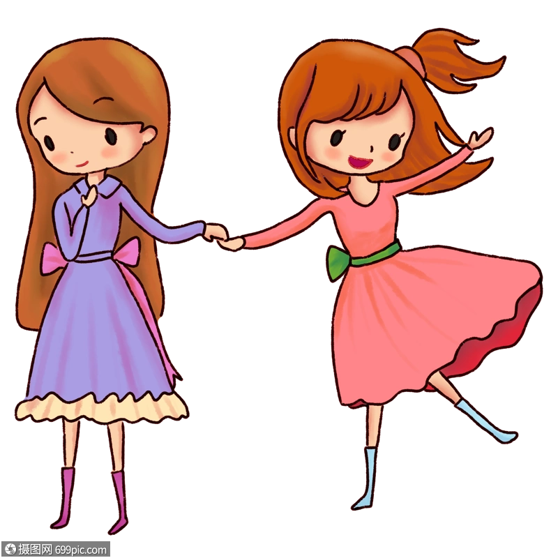 手绘/卡通元素 姐妹俩.png