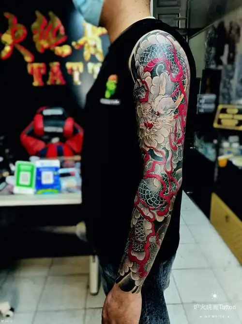 传统龙花臂_纹身图案手稿图片_孙海超的纹身作品集