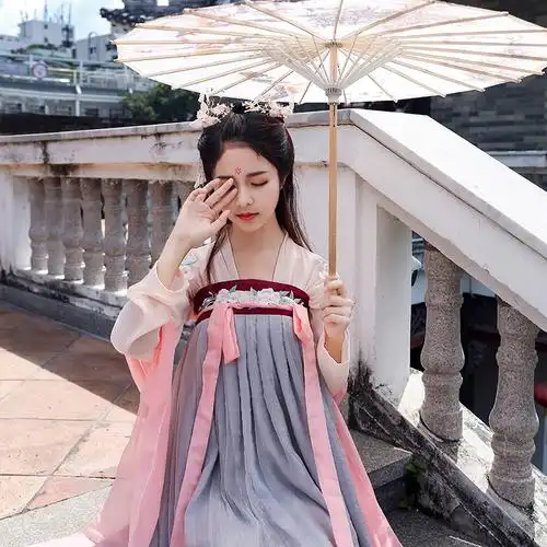 古装女汉服超仙淡雅学生 轻纱少女汉元素中国风广袖儒裙薄纱裙女