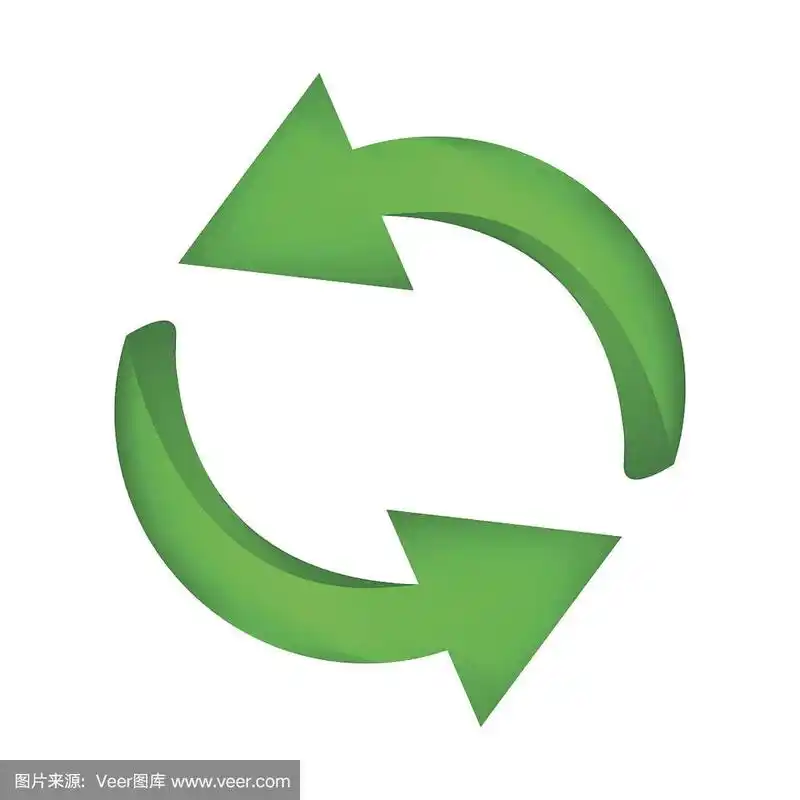 循环绿色箭头标志,标志商业生态理念.