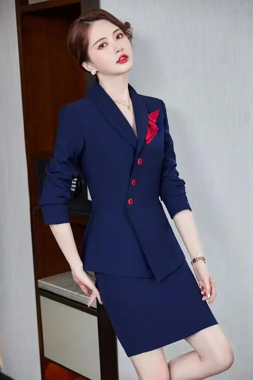 新款职业套装女士西装套裙珠宝店美容师工装ktv酒店前台工作服